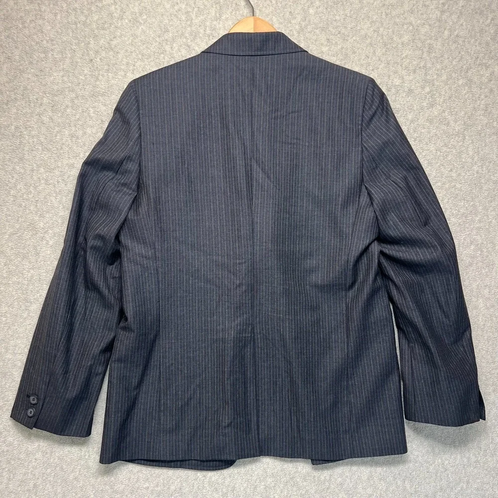 VTG A.P.C. Mens Single Breasted Suit Blazer Jacket Dark‎ Gray Pinstripe Wool L